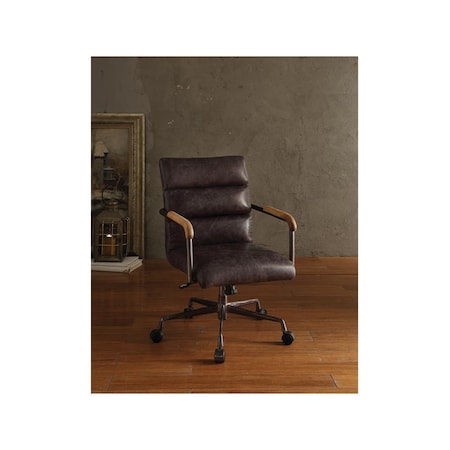 Acme Harith Top Grain Leather Office Chair, Antique Ebony 92415